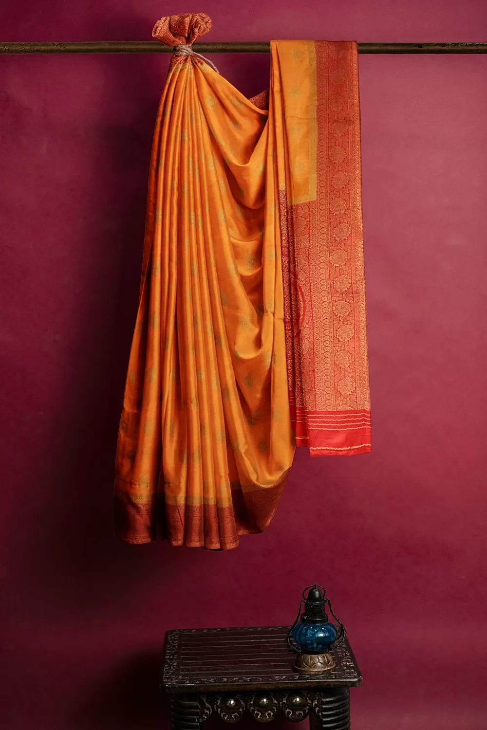 Orange Banarsi Satin Saree