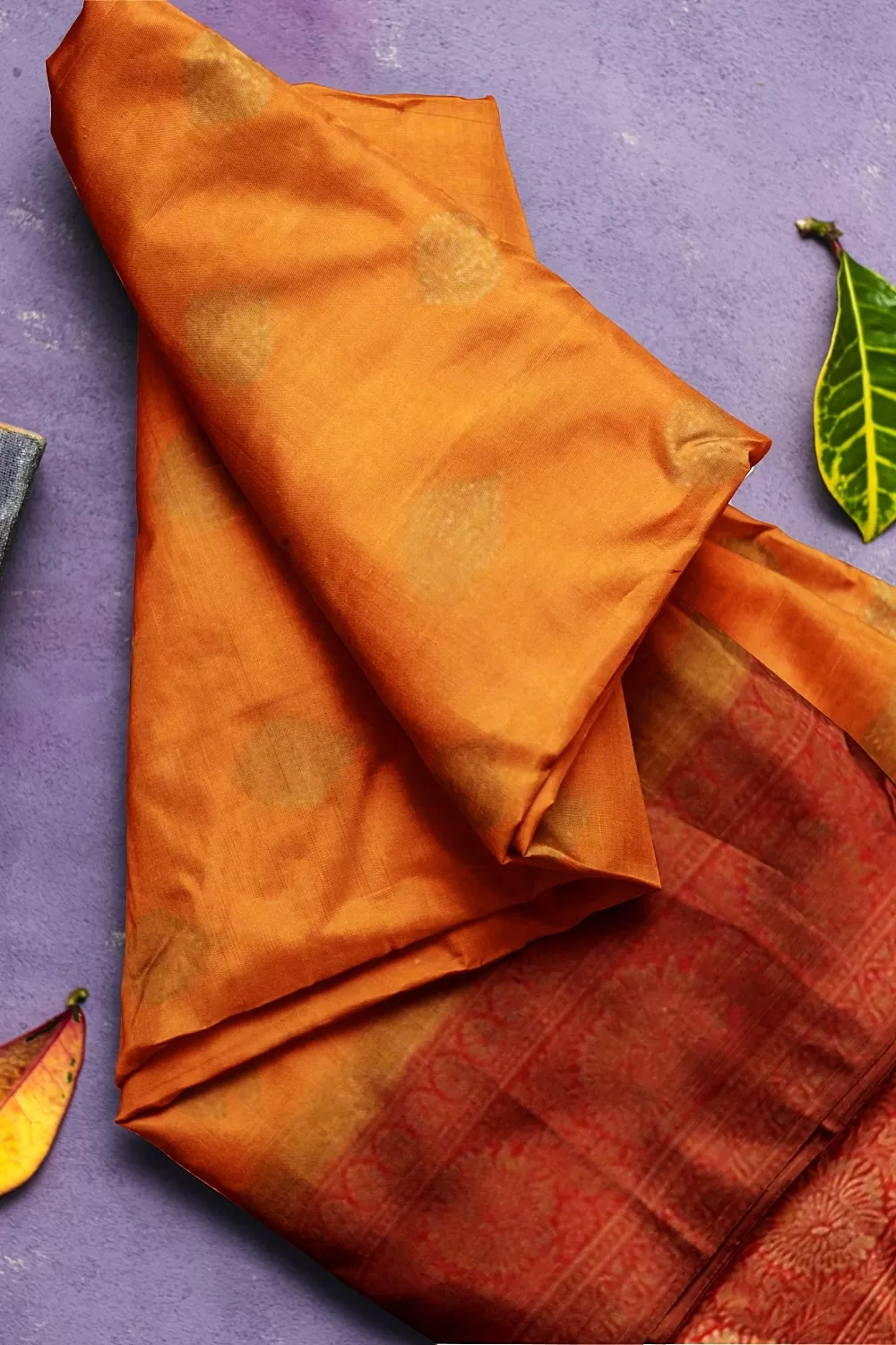 Orange Banarsi Satin Saree