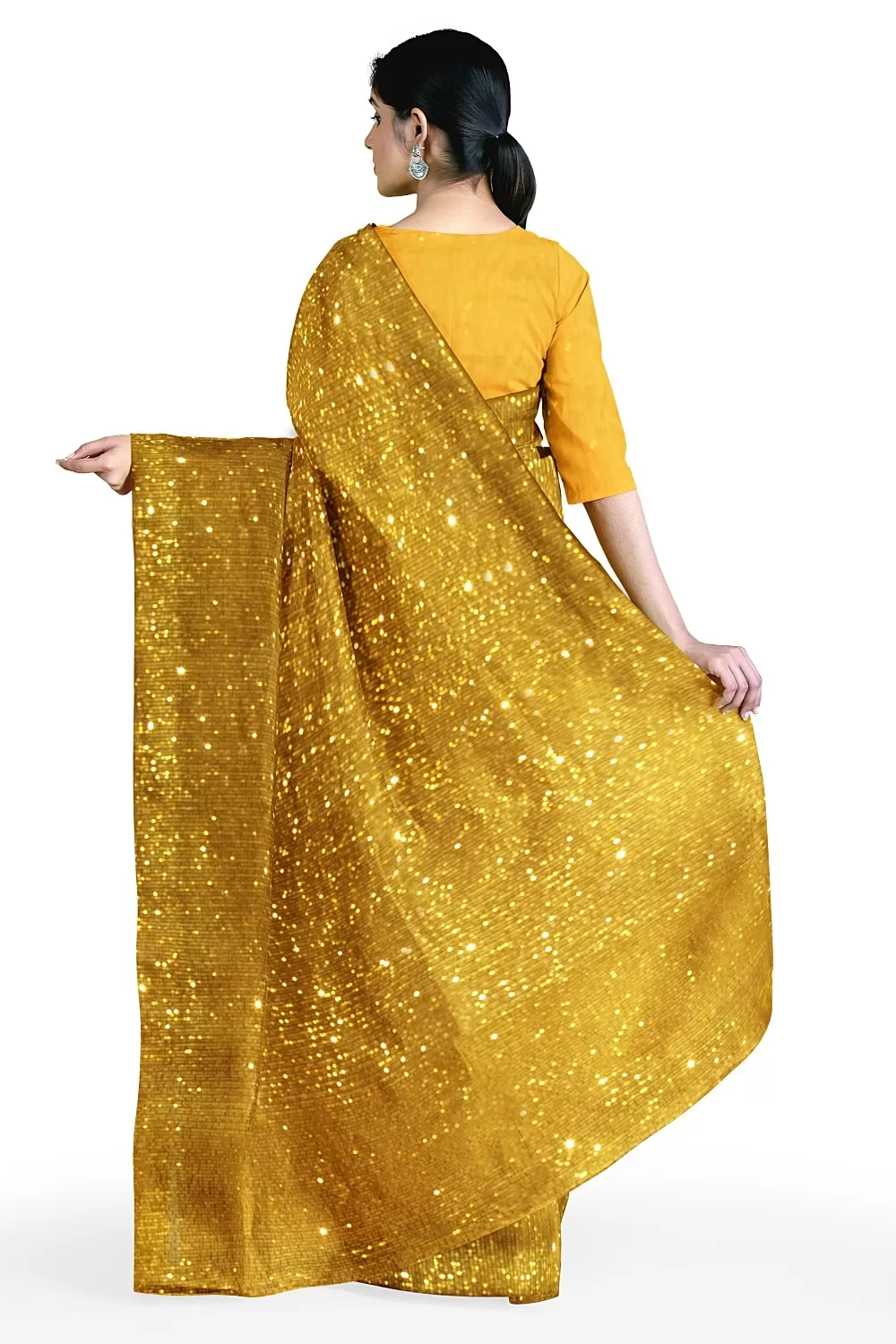 Mustard Net Saree