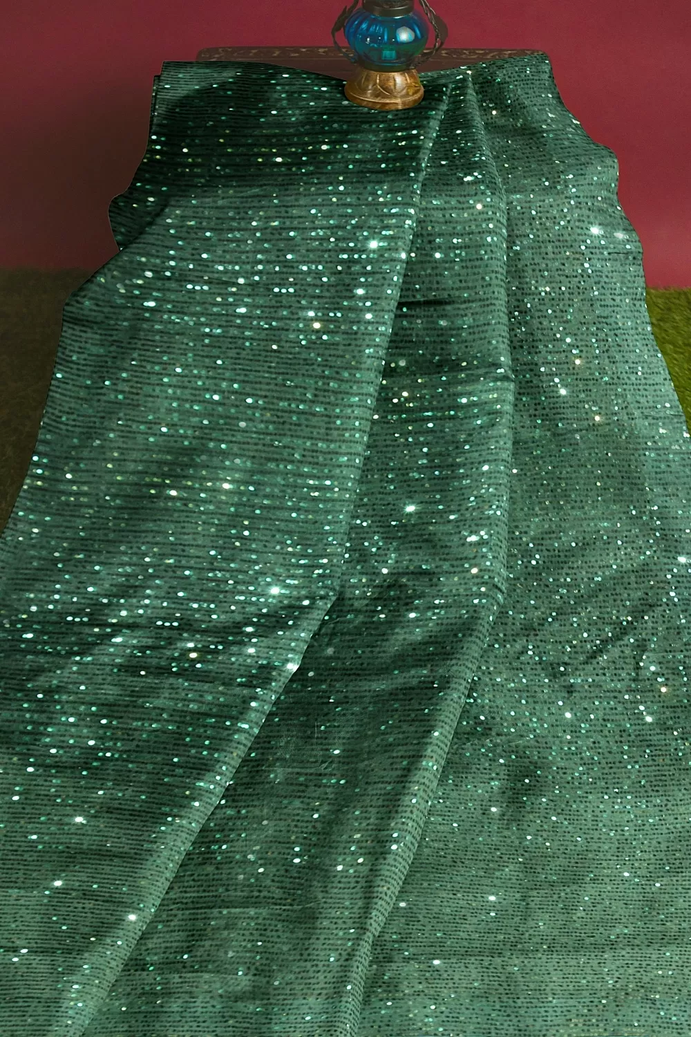 Green Net Saree