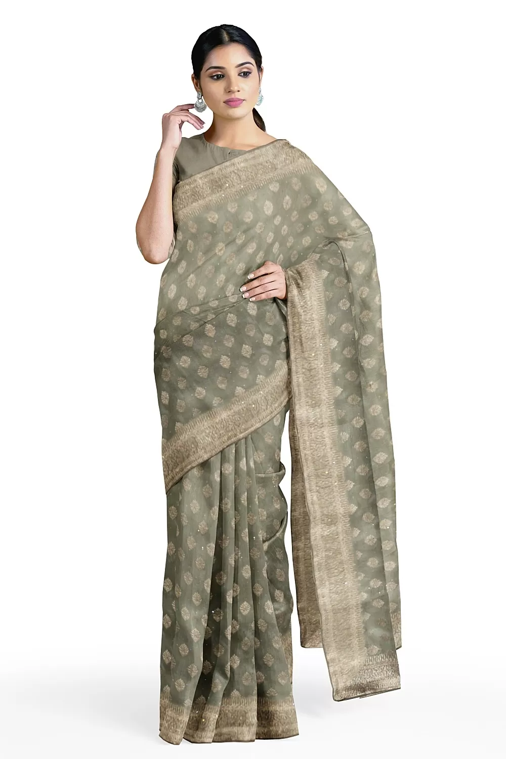 Pista Green Georgette Saree