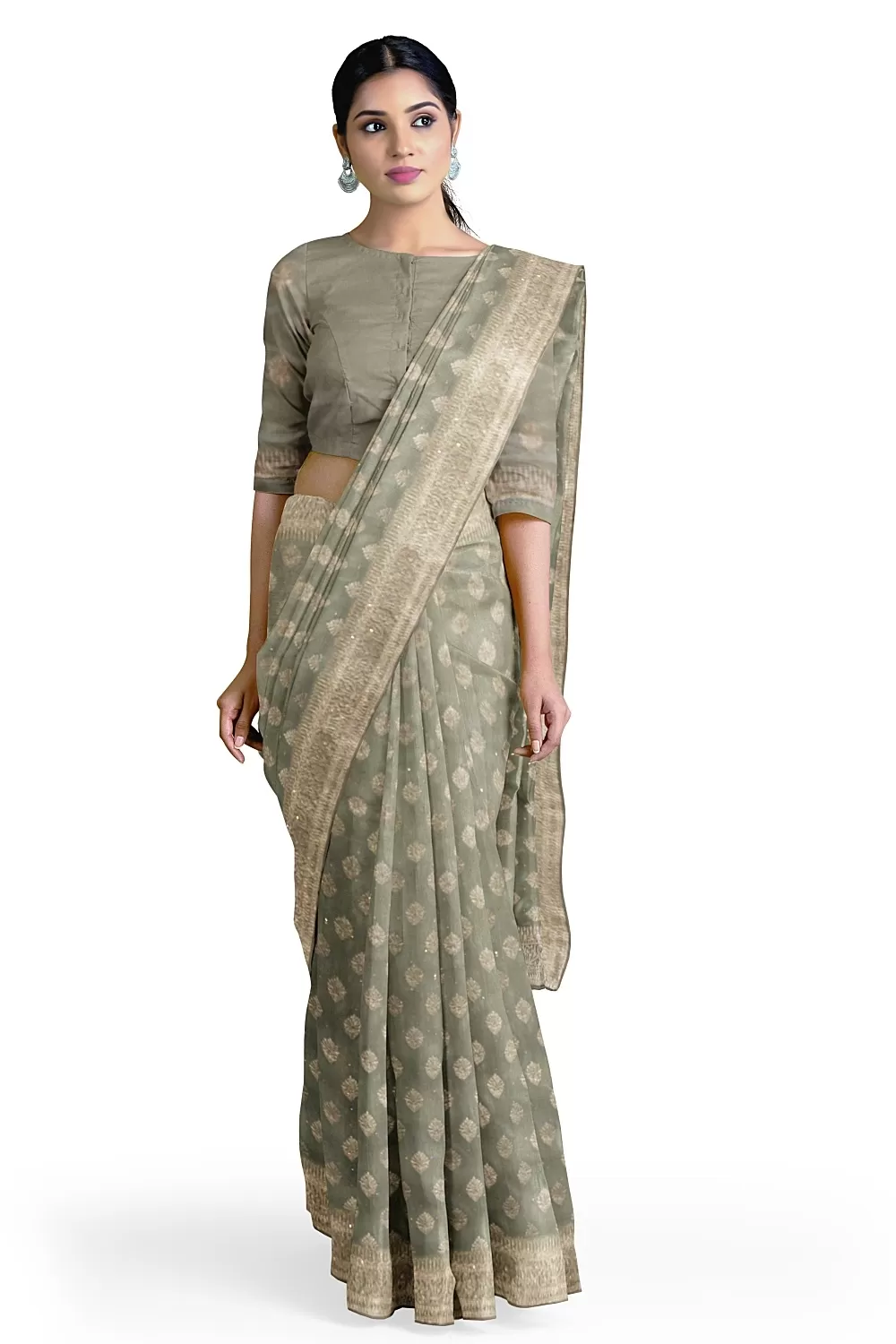 Pista Green Georgette Saree