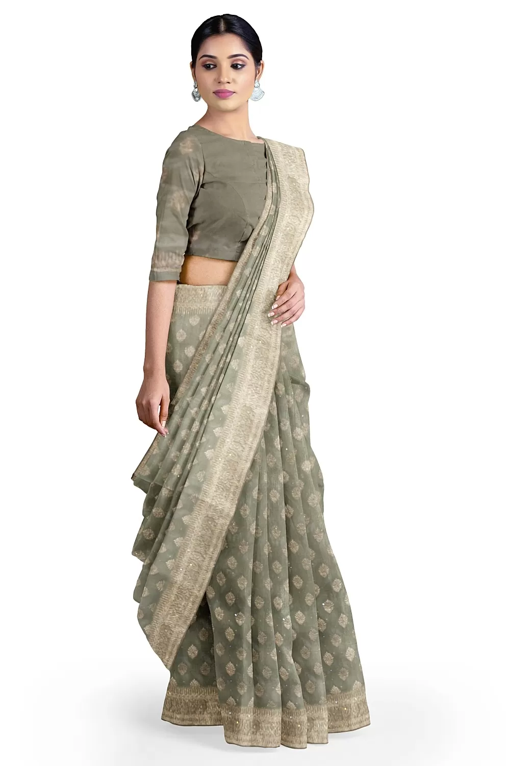 Pista Green Georgette Saree