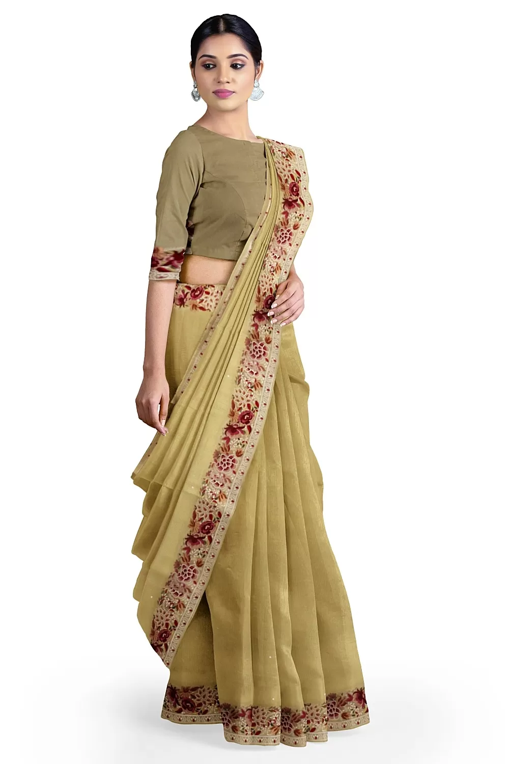 Lemon Yellow Georgette Saree