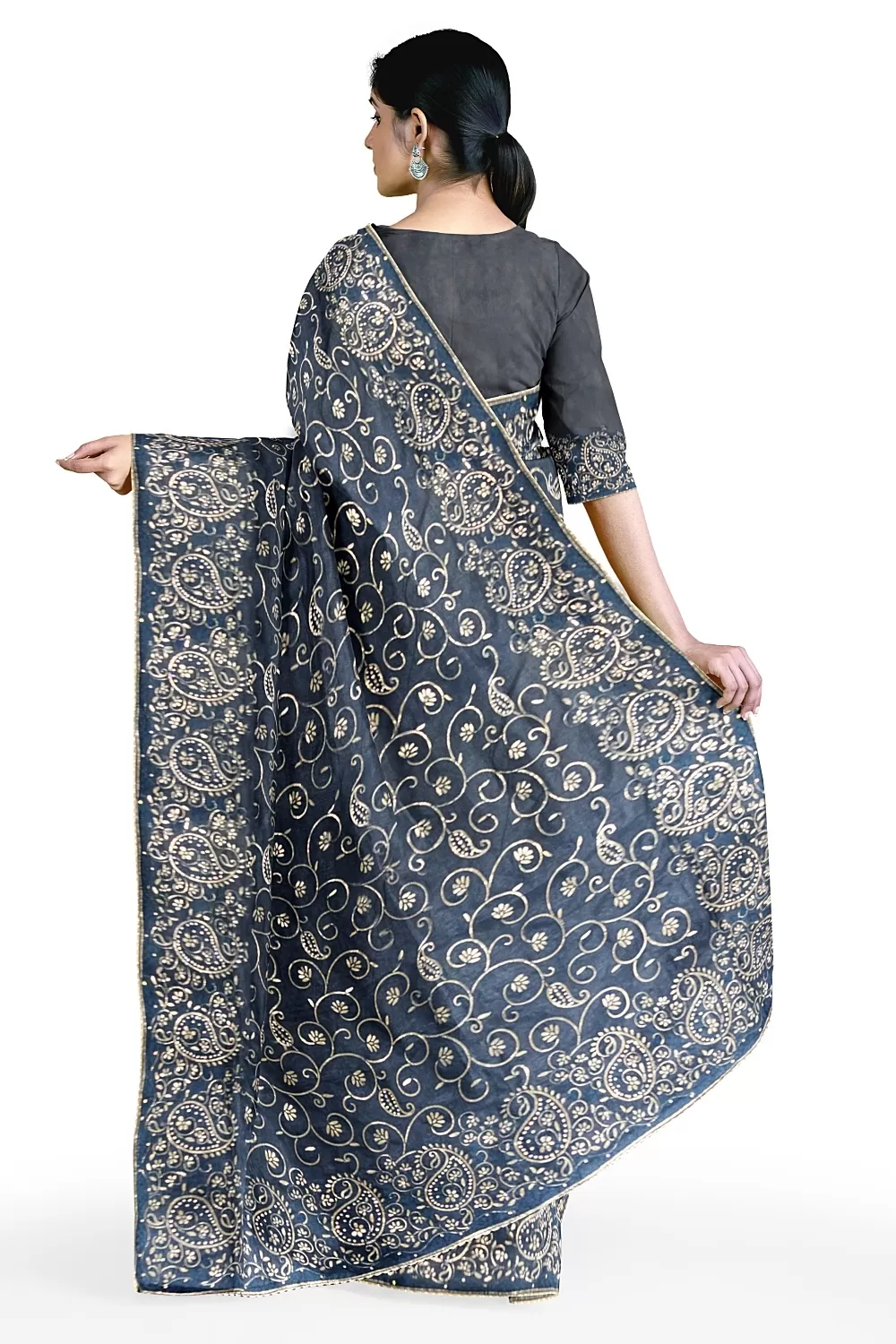 Morpankhi Embroidery Organza Saree