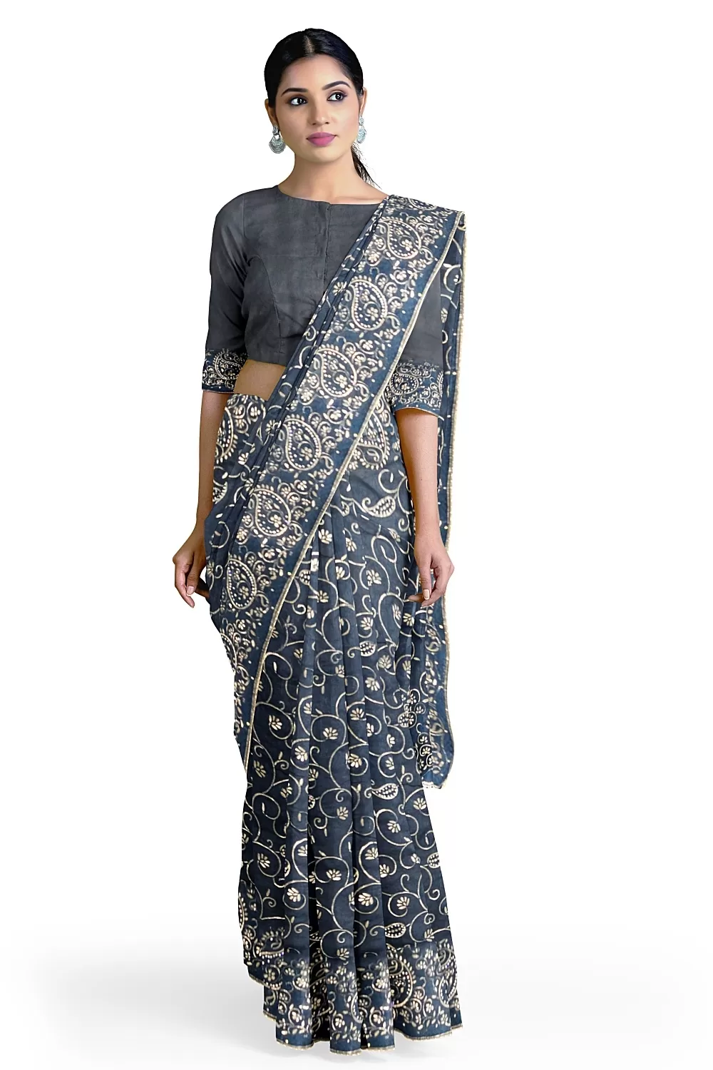 Morpankhi Embroidery Organza Saree