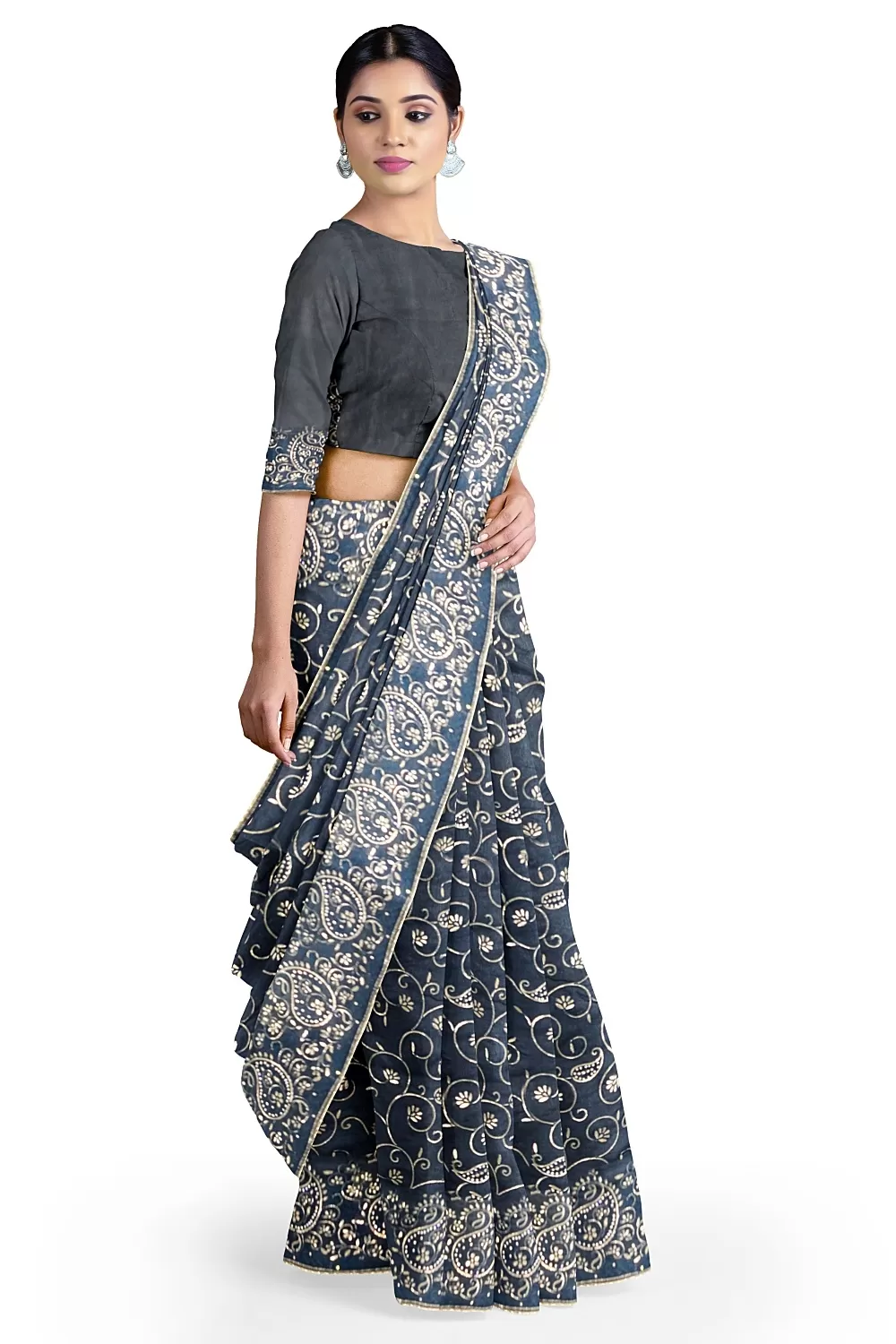 Morpankhi Embroidery Organza Saree