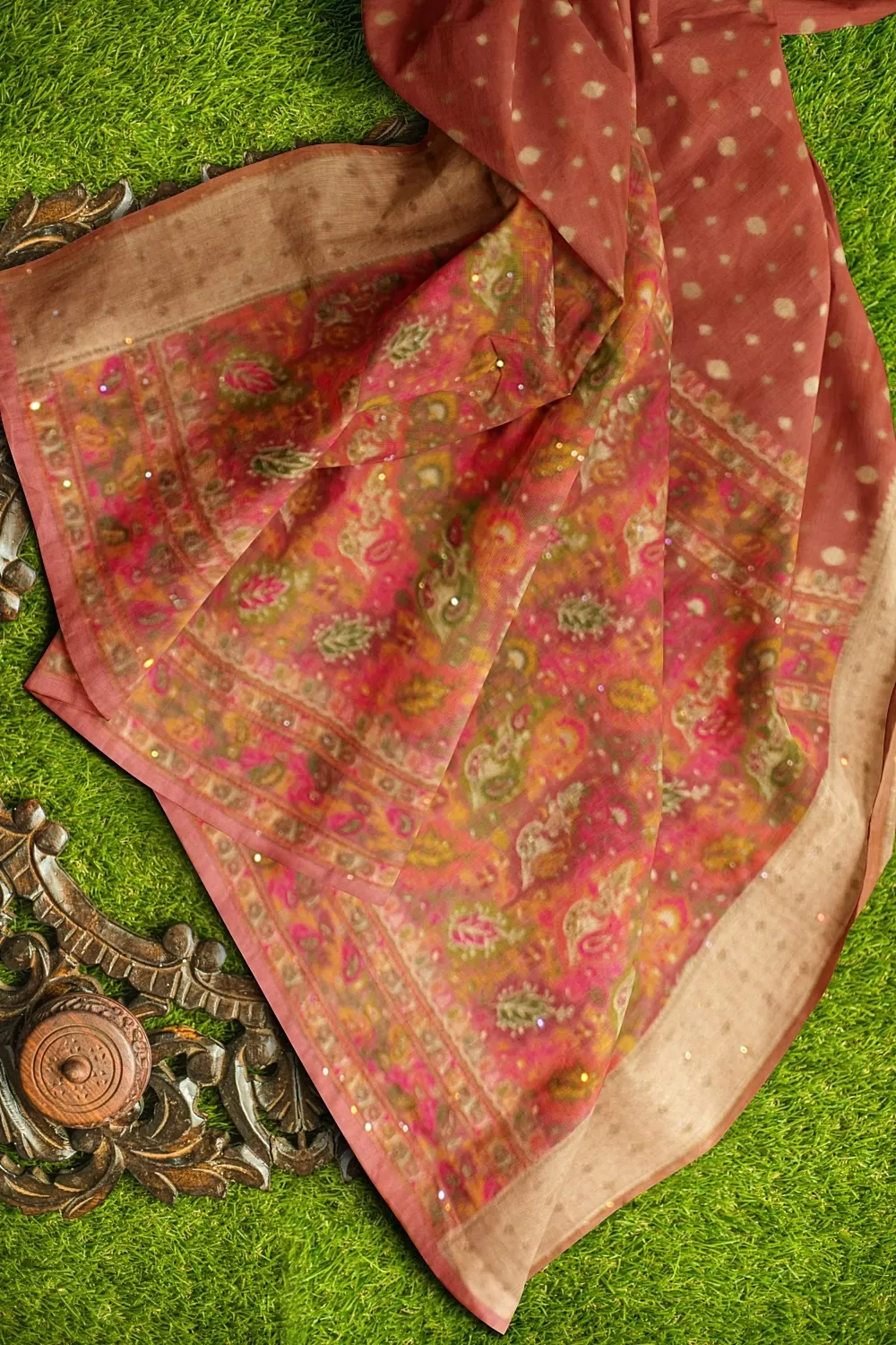 Carrot Organza Saree