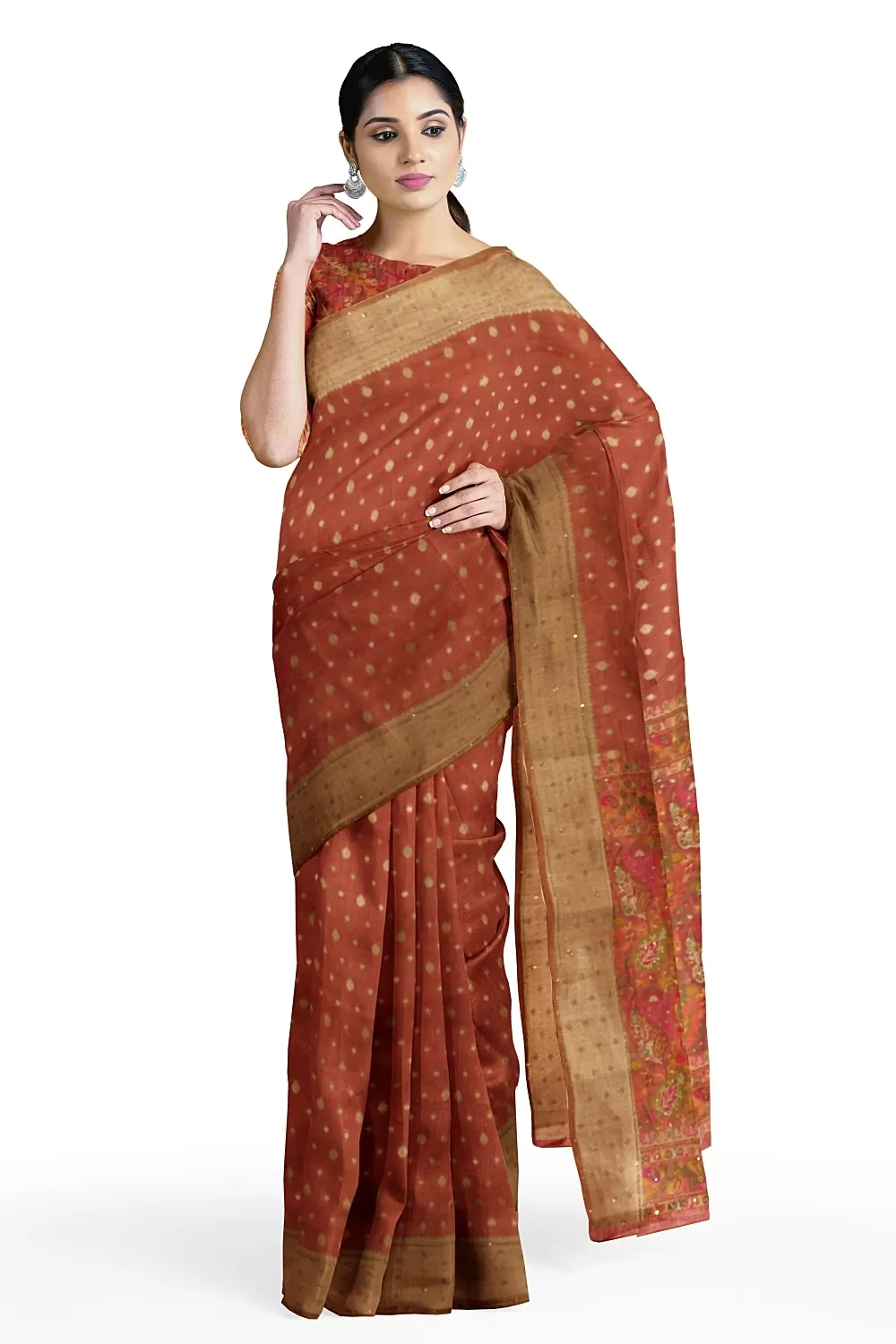 Carrot Organza Saree