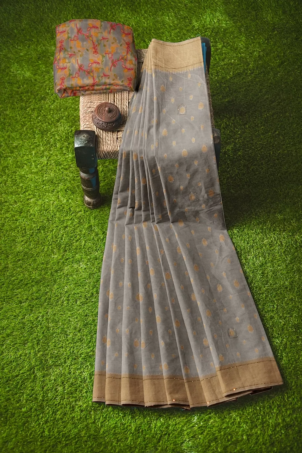 Grey Organza Saree With Heavy Blouse