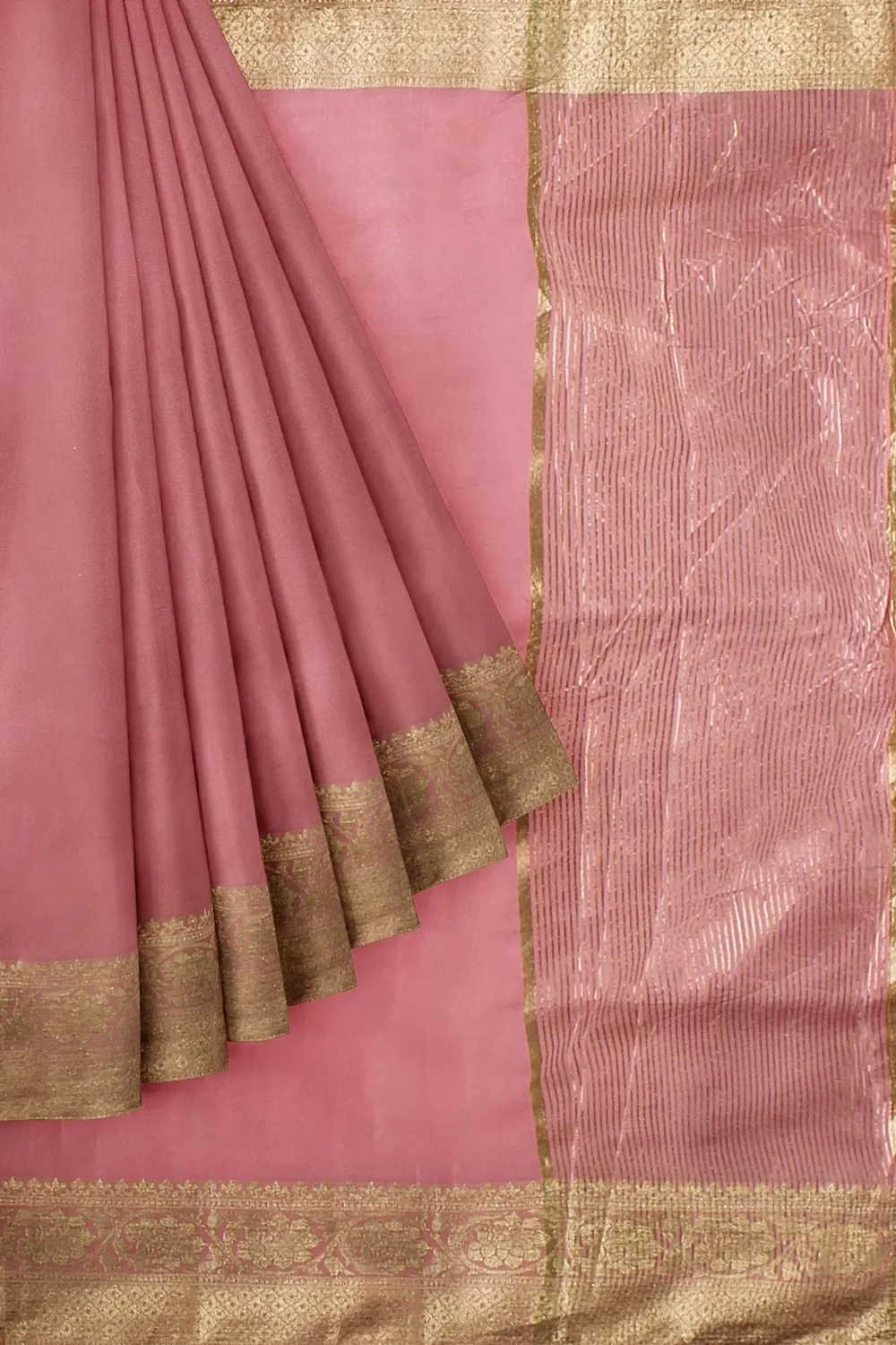 Pink Banarsi Dola Silk Saree With Heavy Blouse