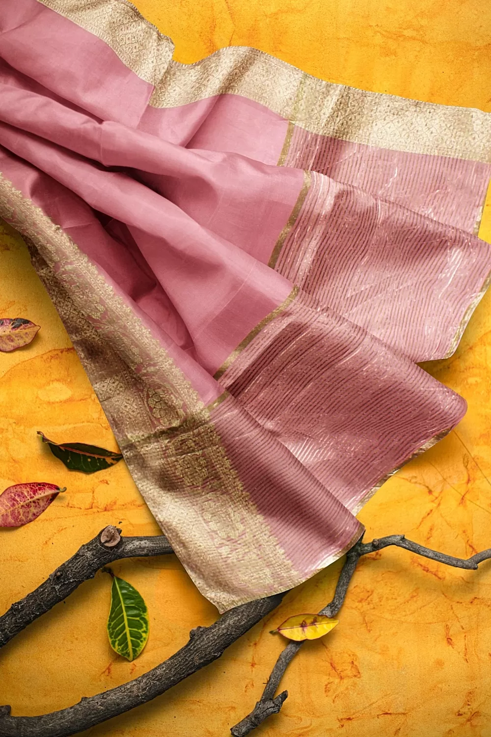 Pink Banarsi Dola Silk Saree With Heavy Blouse