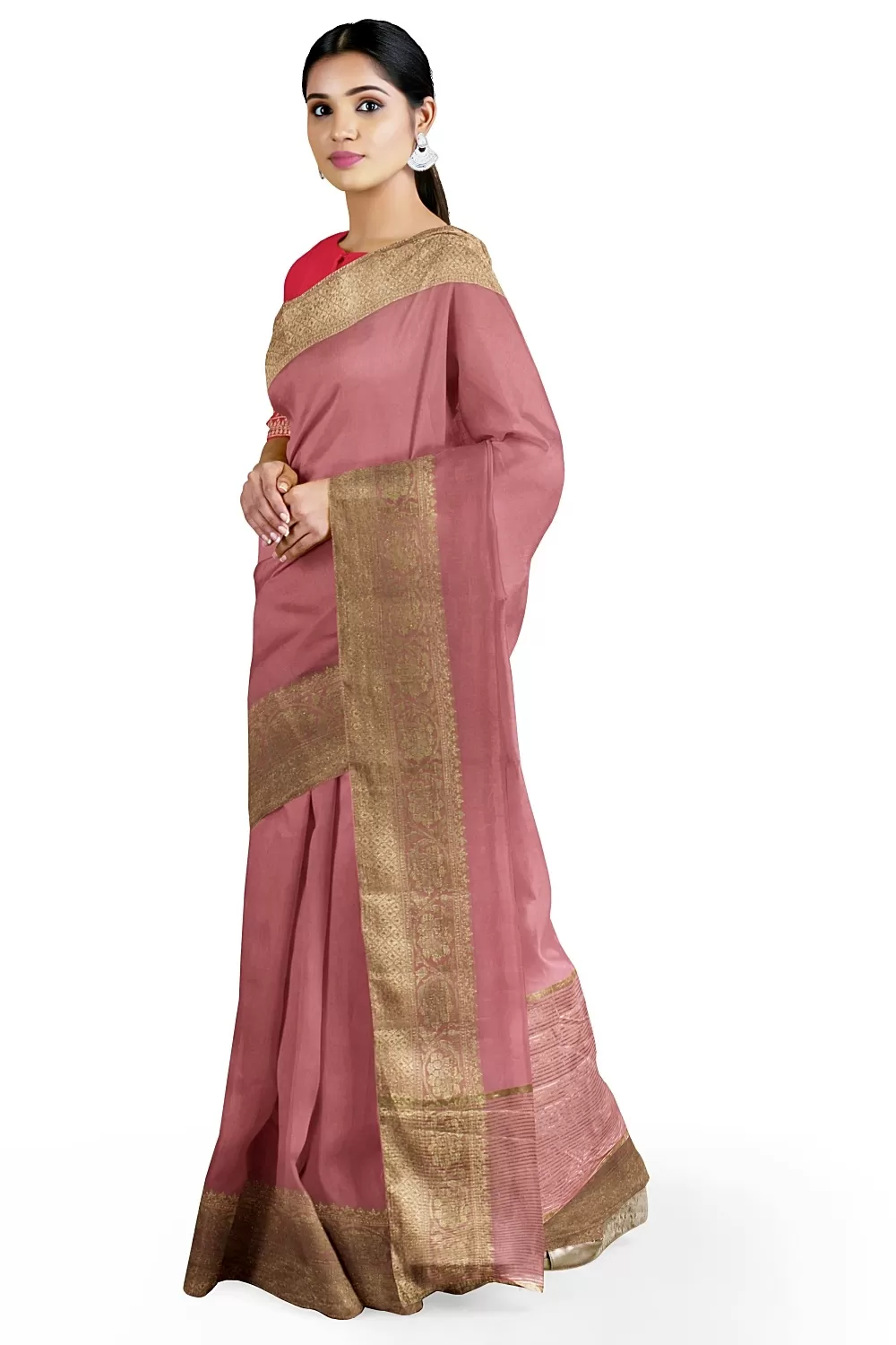 Pink Banarsi Dola Silk Saree With Heavy Blouse