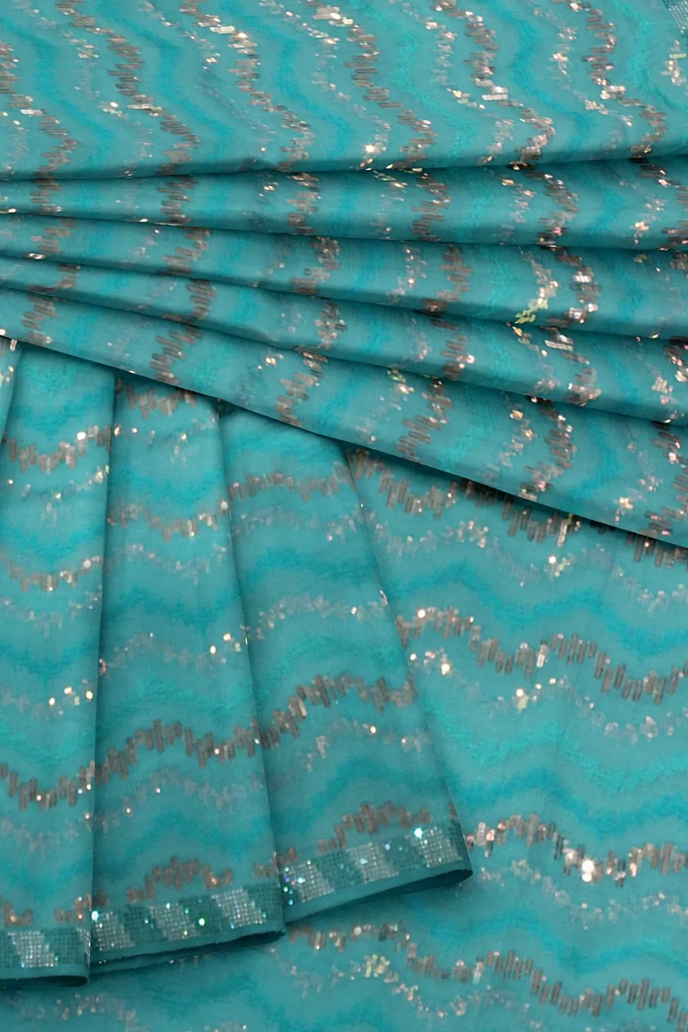 Sea Green Embroidery Organza Saree