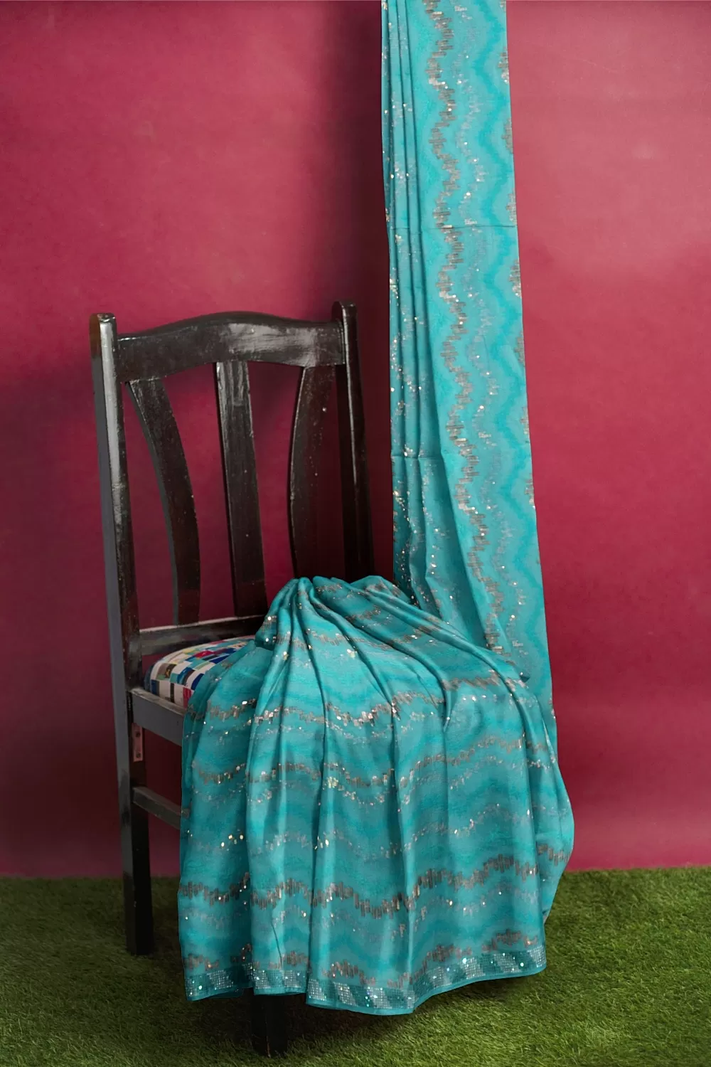 Sea Green Embroidery Organza Saree