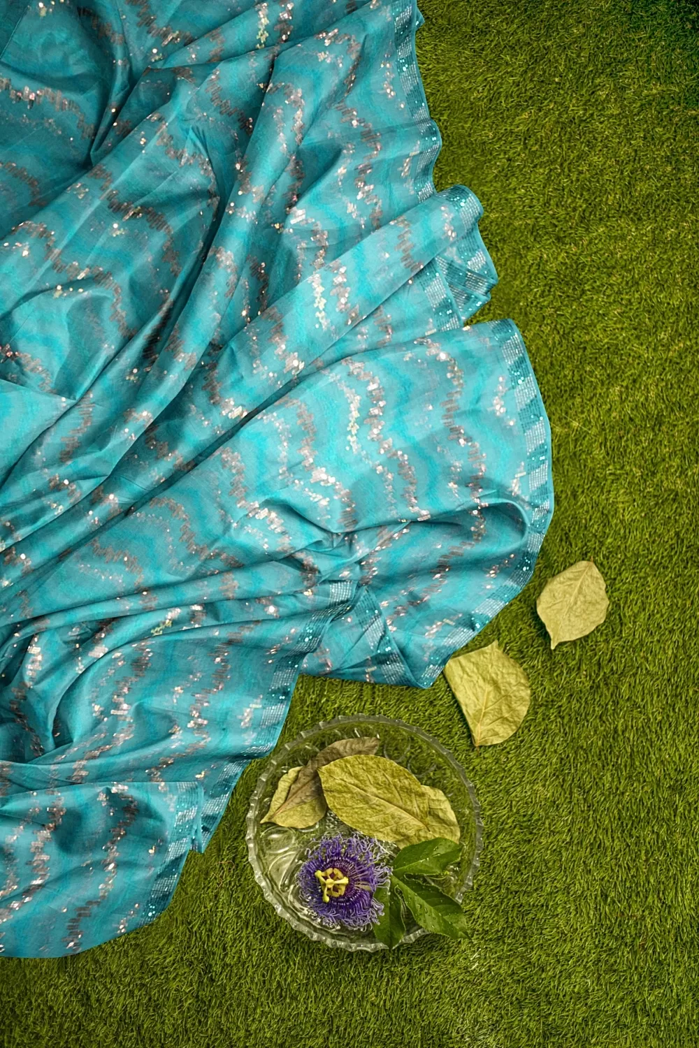 Sea Green Embroidery Organza Saree