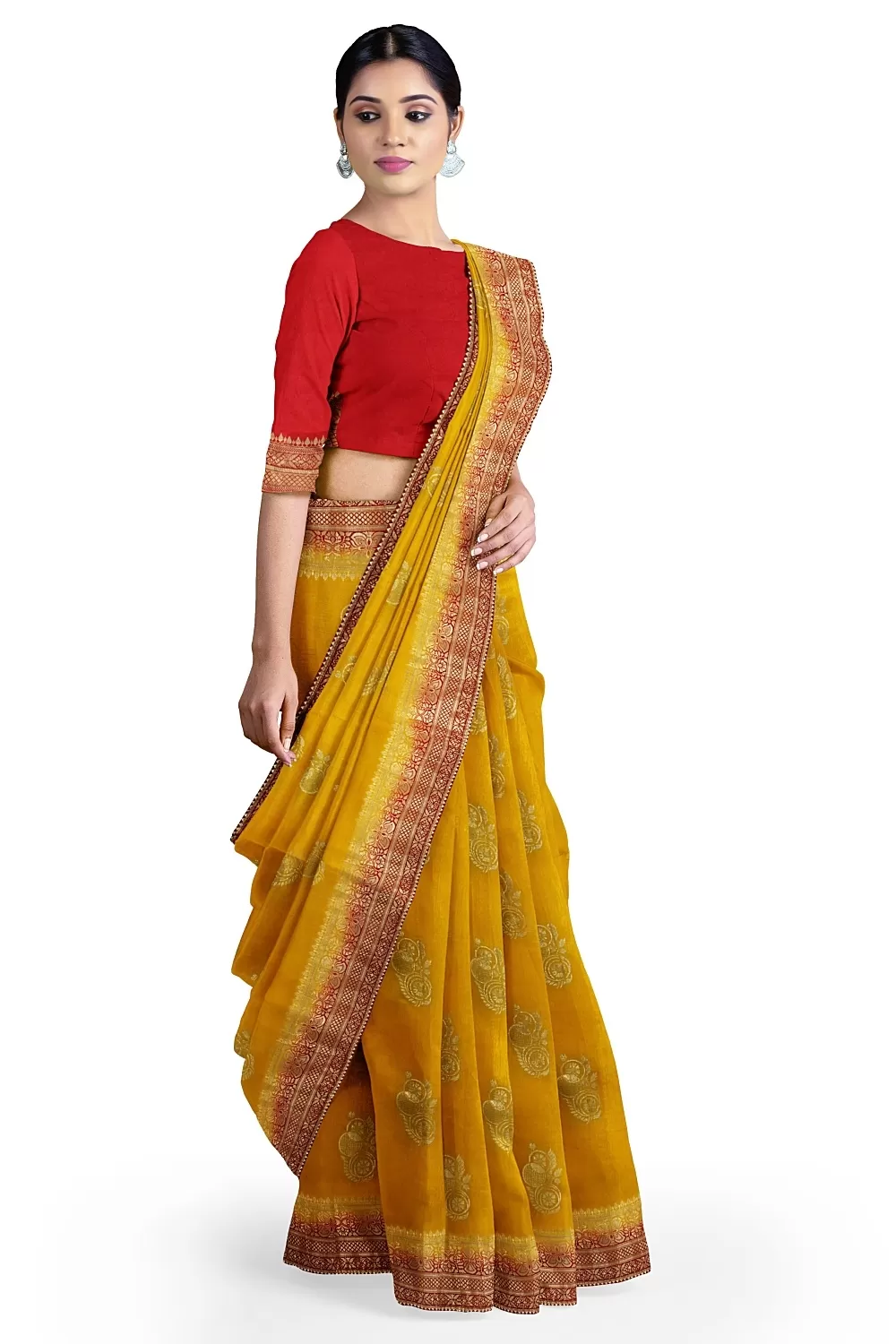 Yellow Banarsi Dola Silk Saree