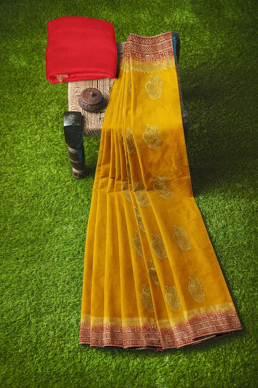 Yellow Banarsi Dola Silk Saree