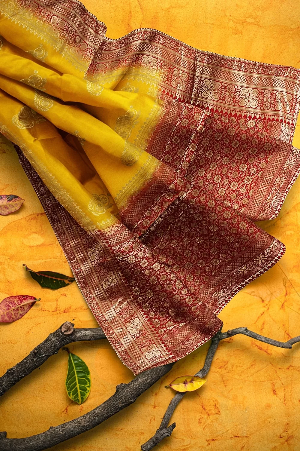 Yellow Banarsi Dola Silk Saree