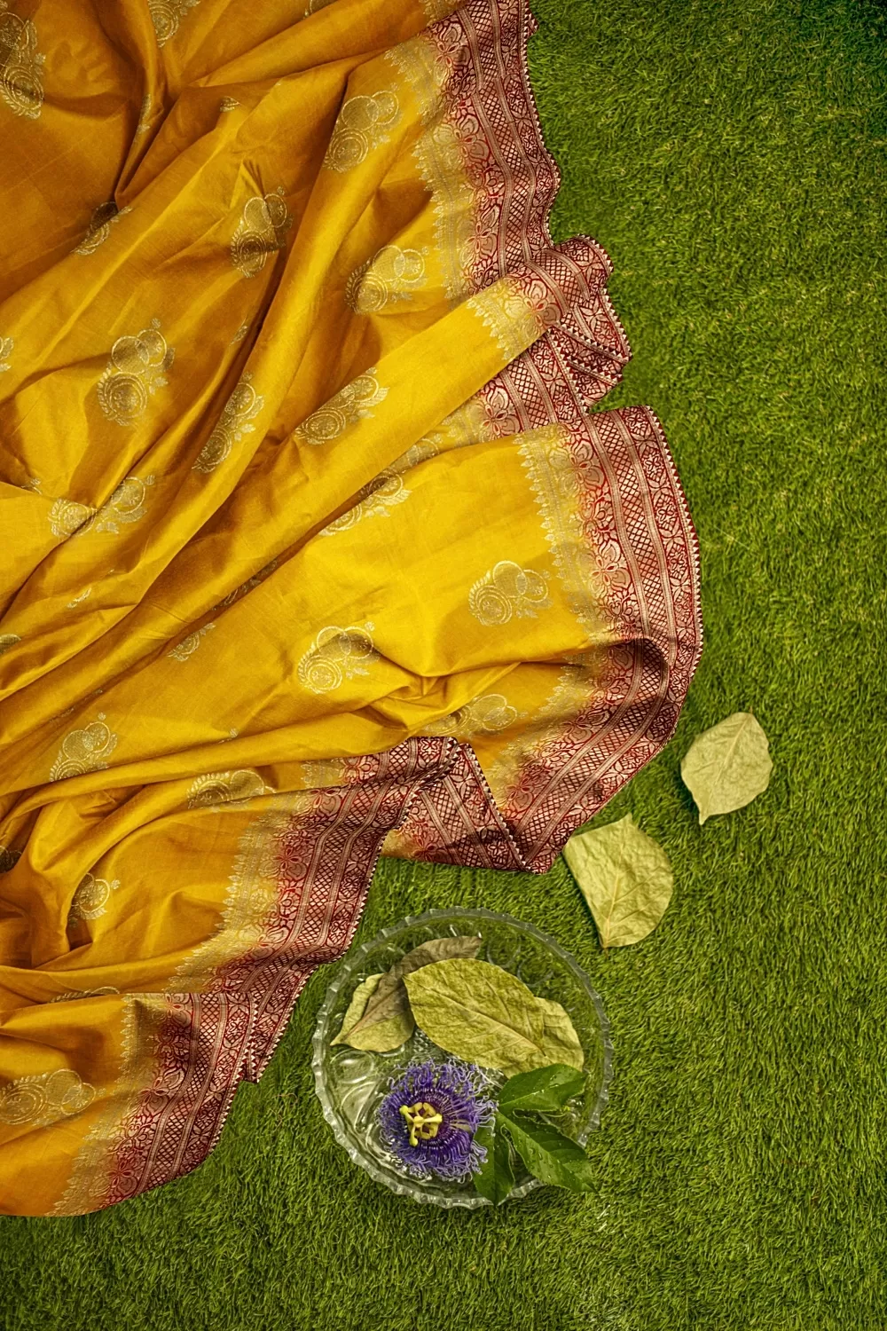 Yellow Banarsi Dola Silk Saree