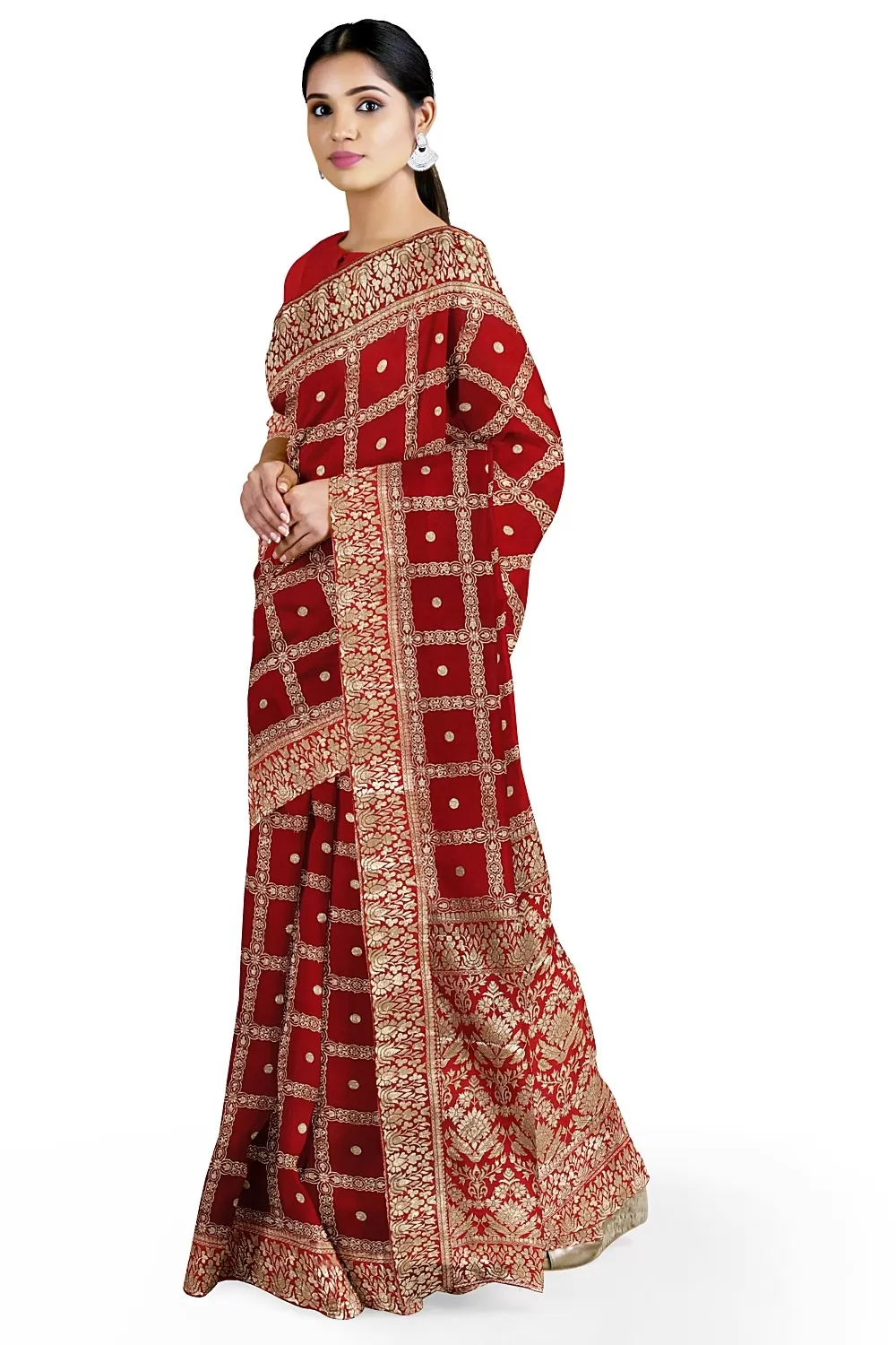 Red Banarsi Dola Silk Saree