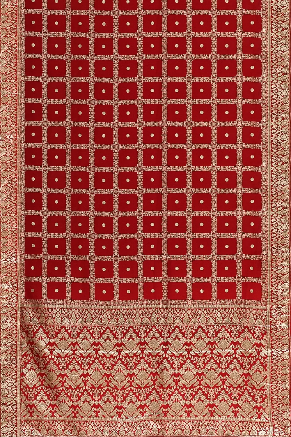 Red Banarsi Dola Silk Saree