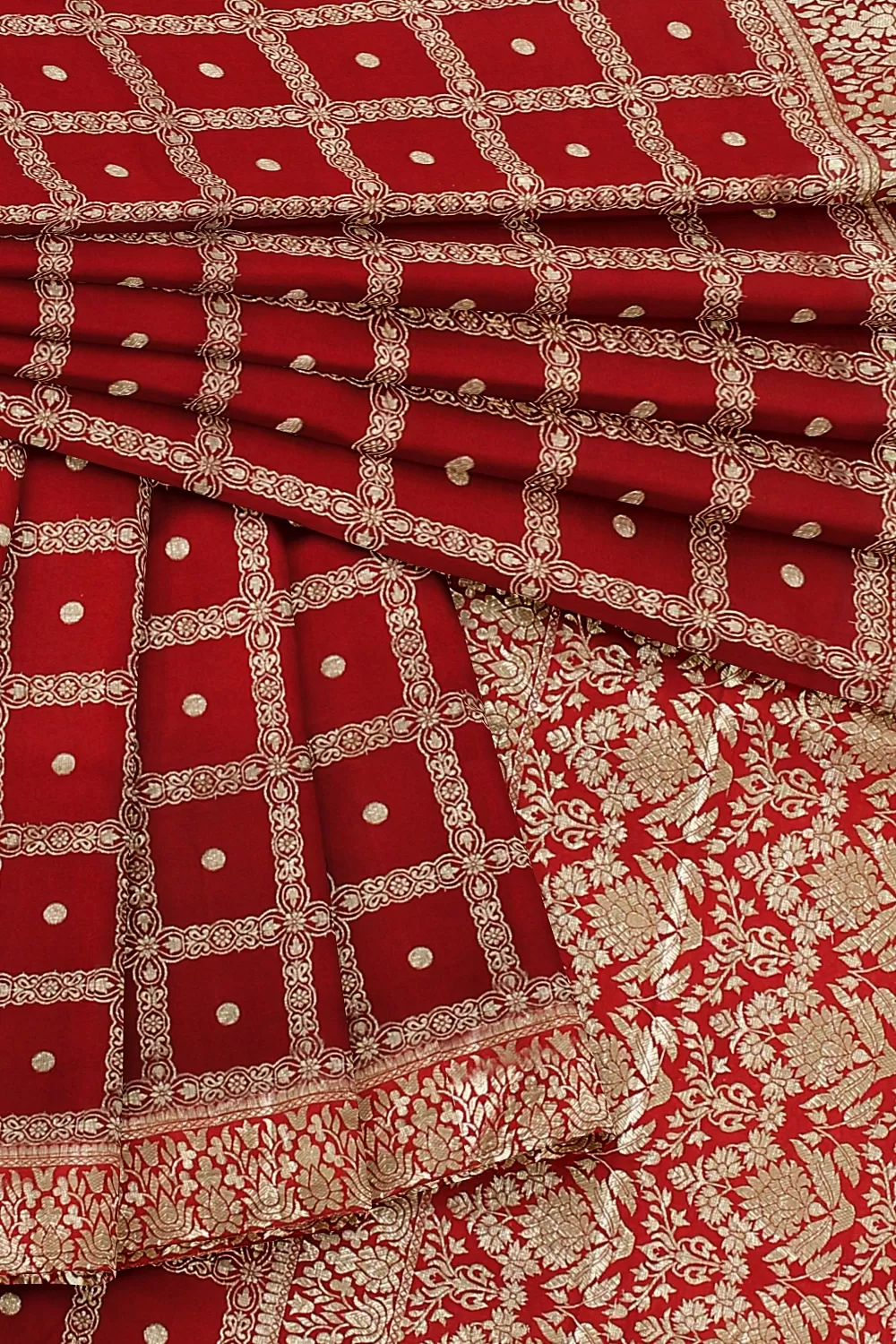 Red Banarsi Dola Silk Saree