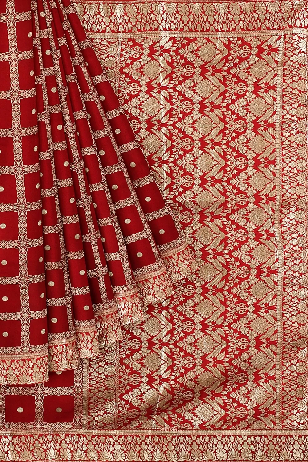 Red Banarsi Dola Silk Saree