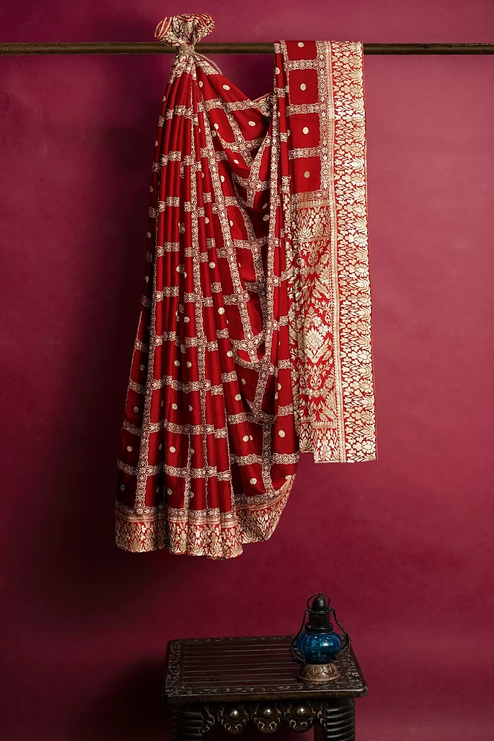 Red Banarsi Dola Silk Saree