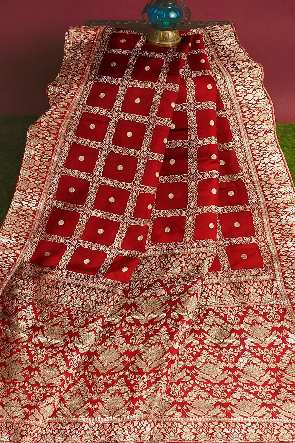 Red Banarsi Dola Silk Saree