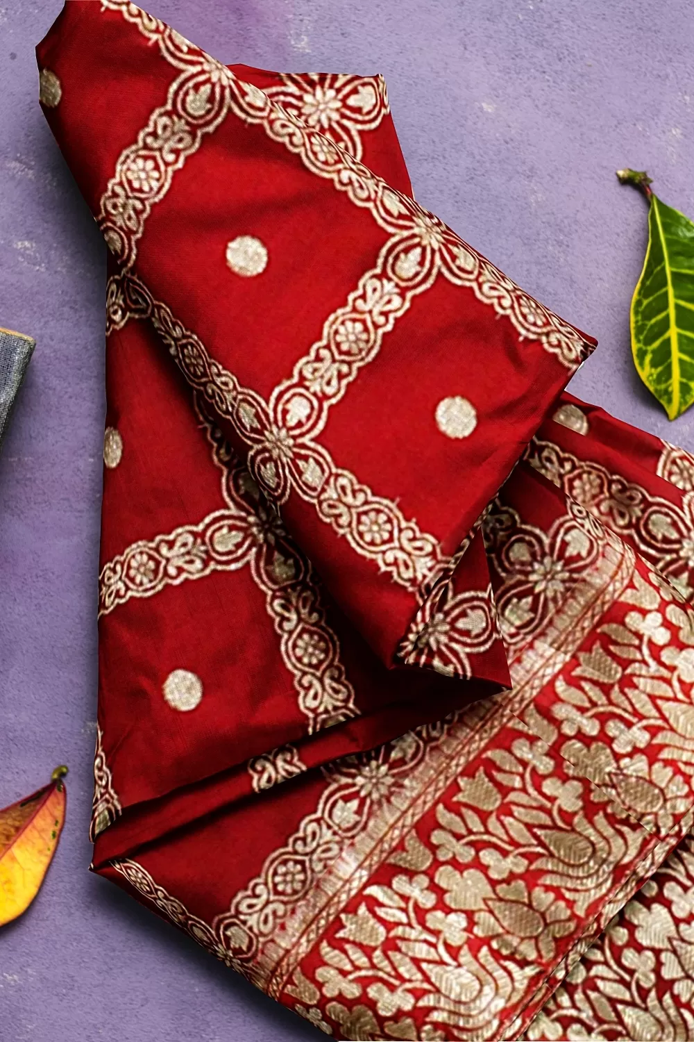 Red Banarsi Dola Silk Saree