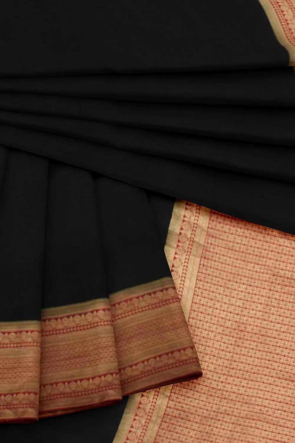 Black Jacquard Crape Saree