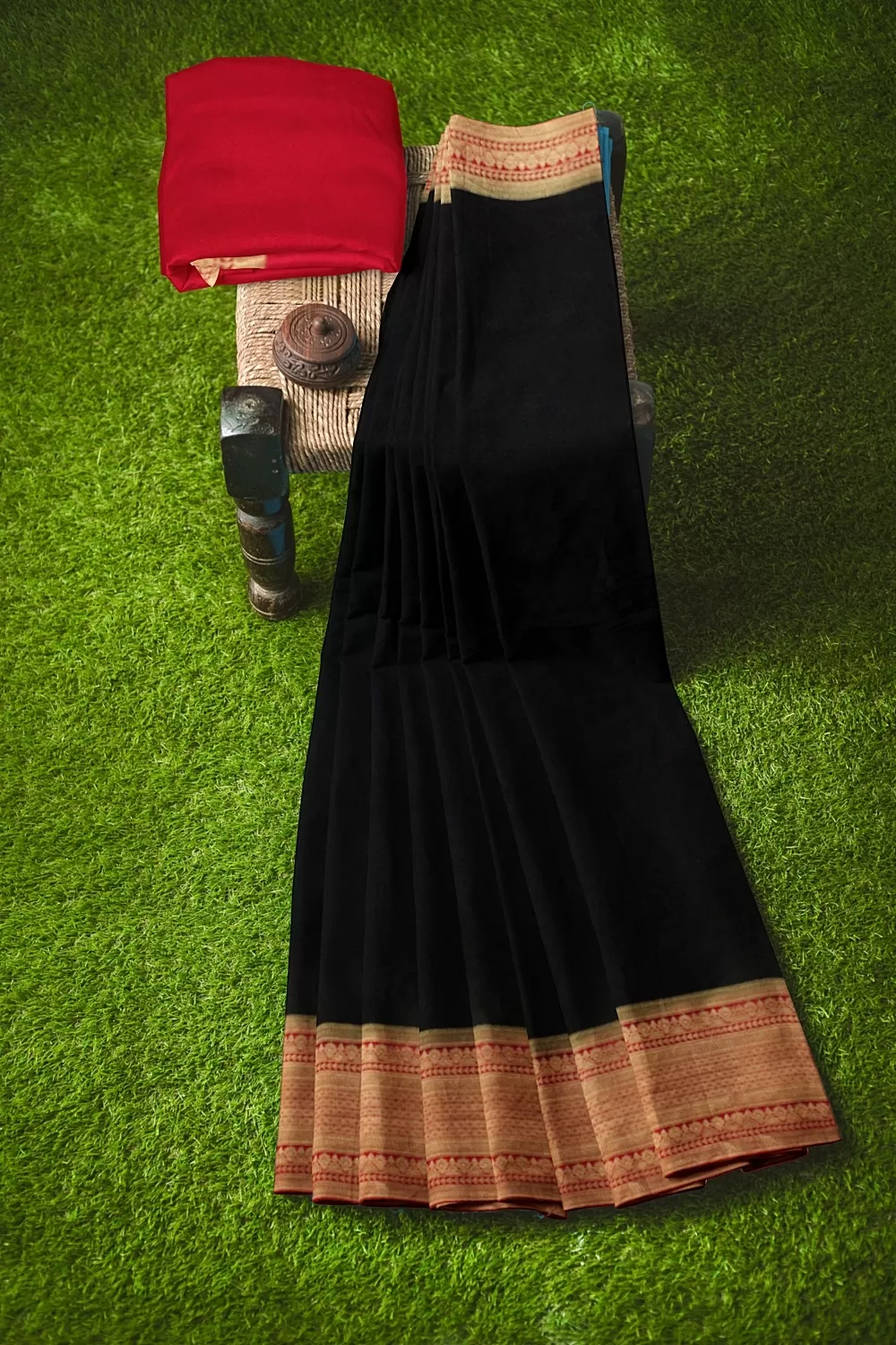 Black Jacquard Crape Saree