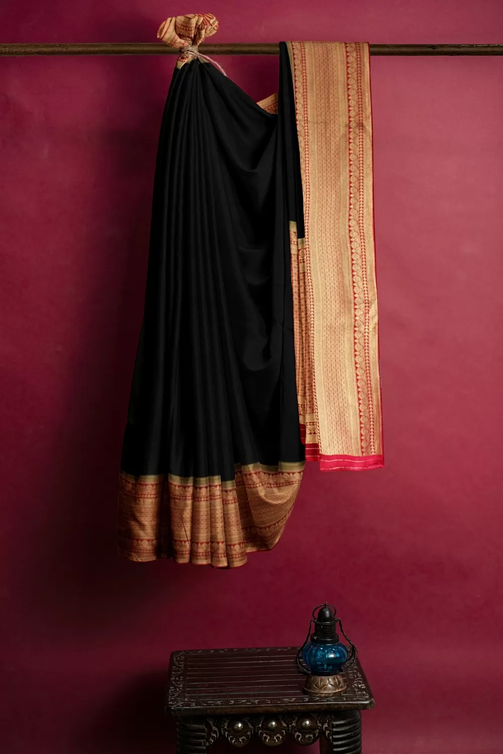 Black Jacquard Crape Saree