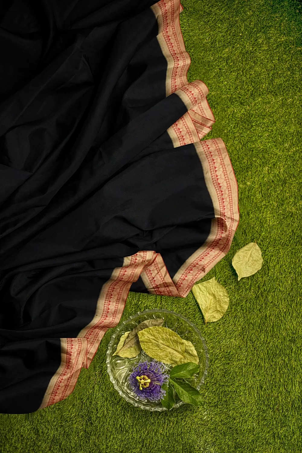 Black Jacquard Crape Saree