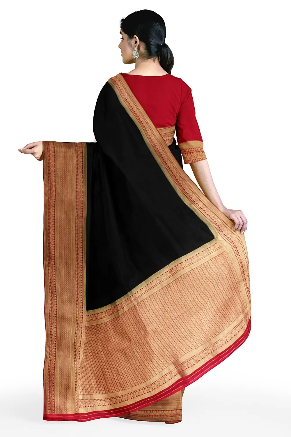 Black Jacquard Crape Saree
