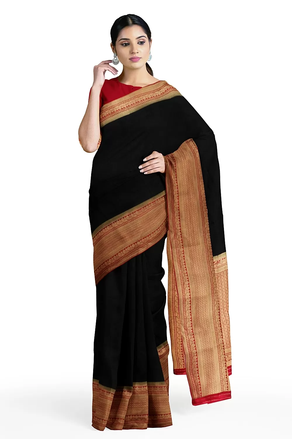 Black Jacquard Crape Saree