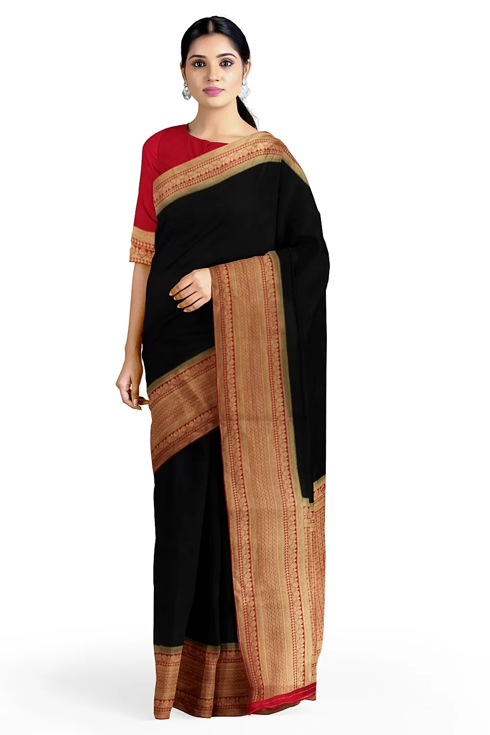 Black Jacquard Crape Saree