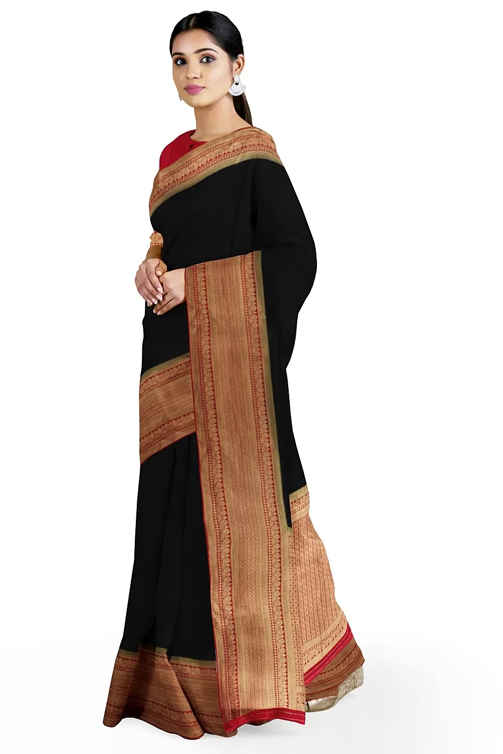 Black Jacquard Crape Saree