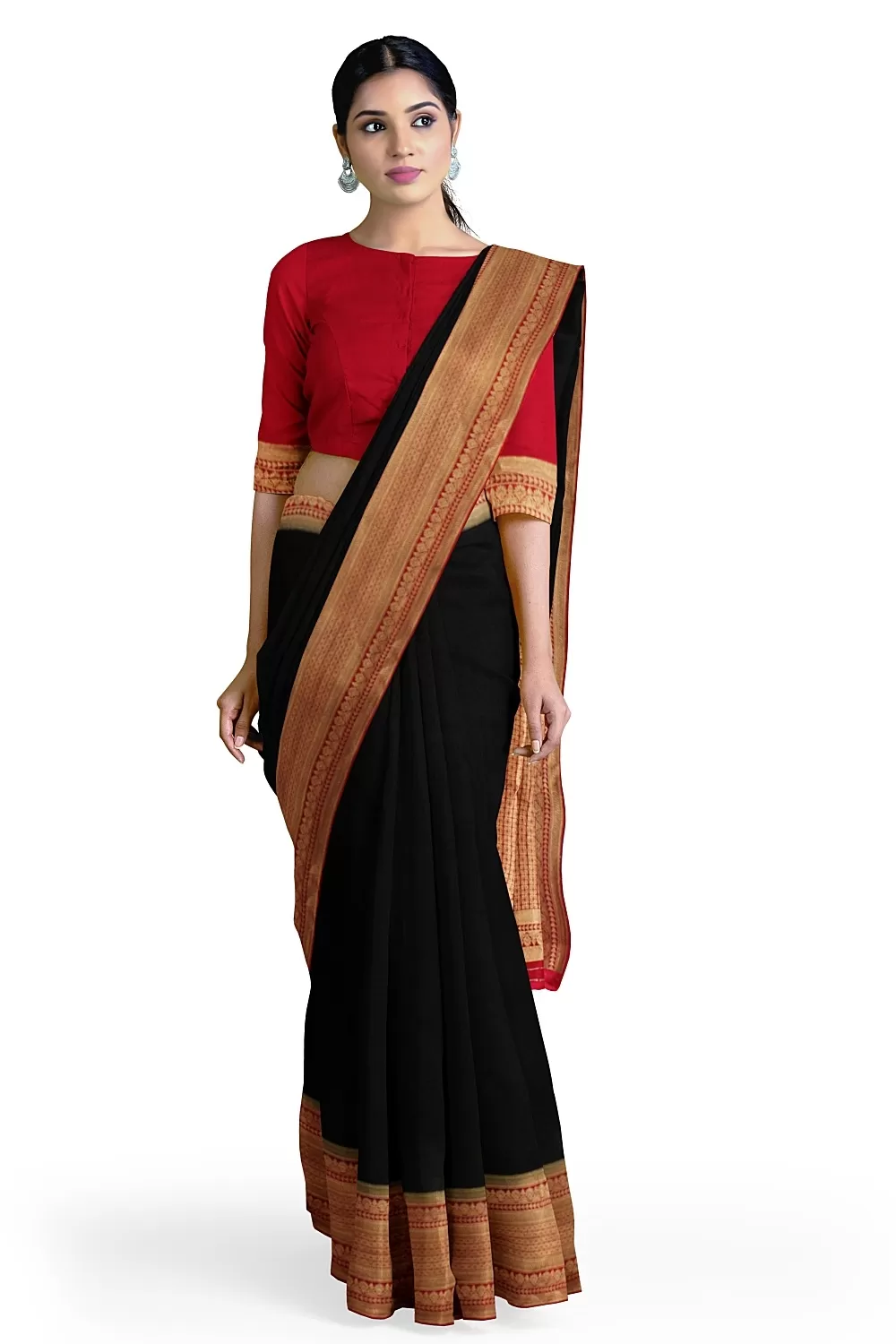 Black Jacquard Crape Saree