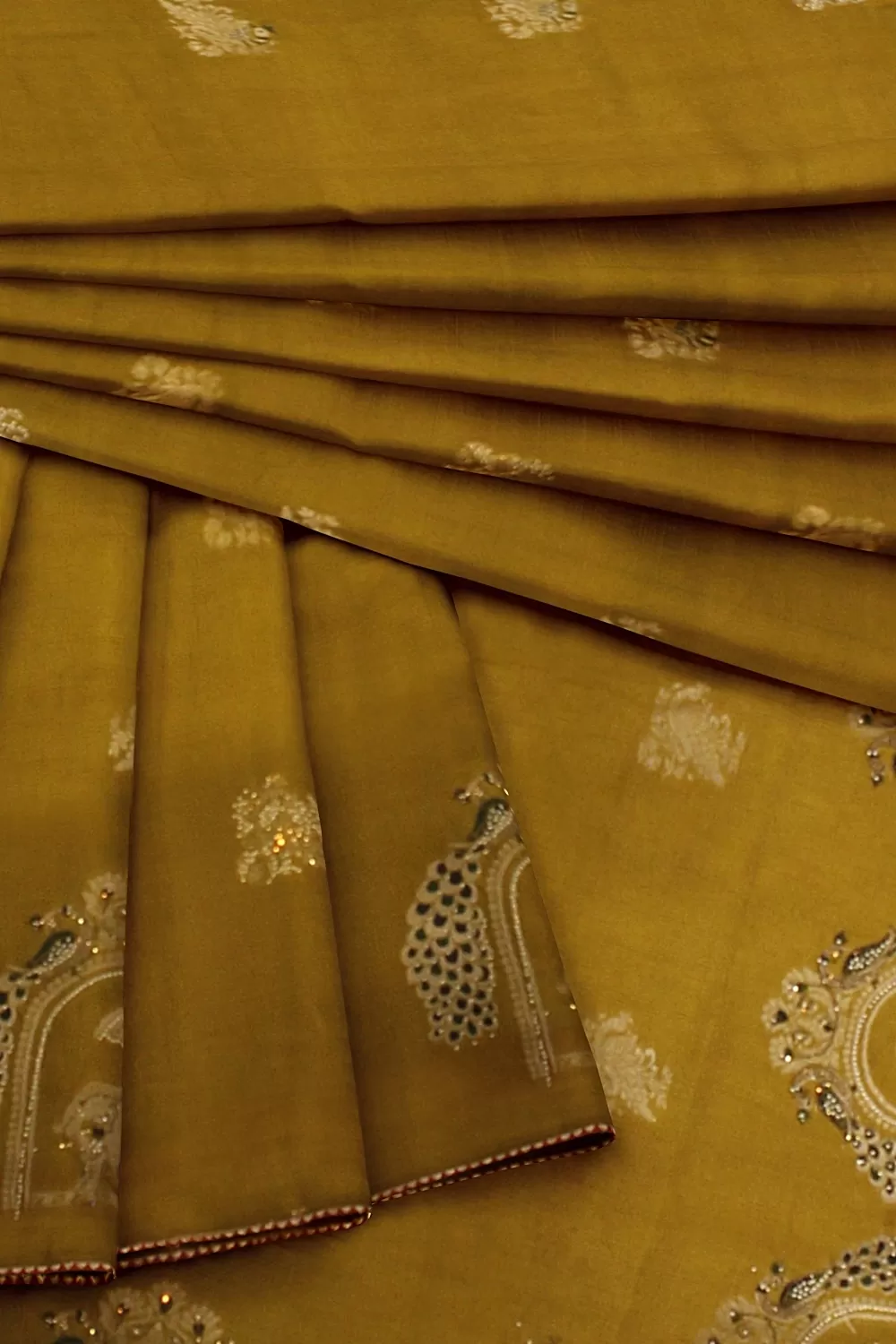 Mustard Gold Crape Saree