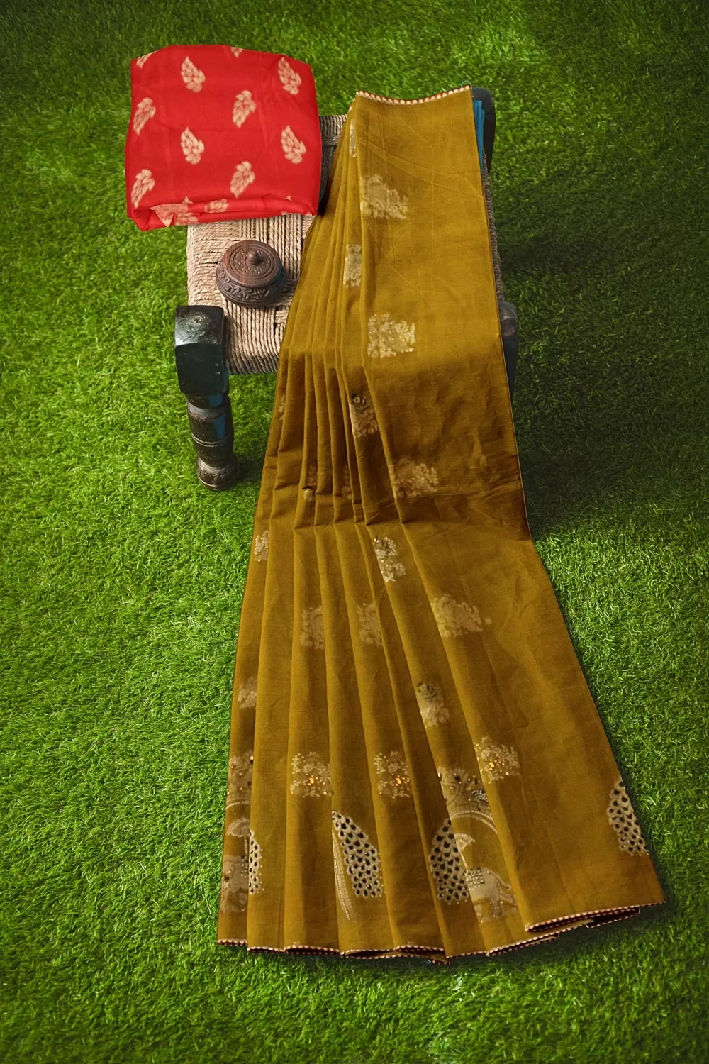 Mustard Gold Crape Saree