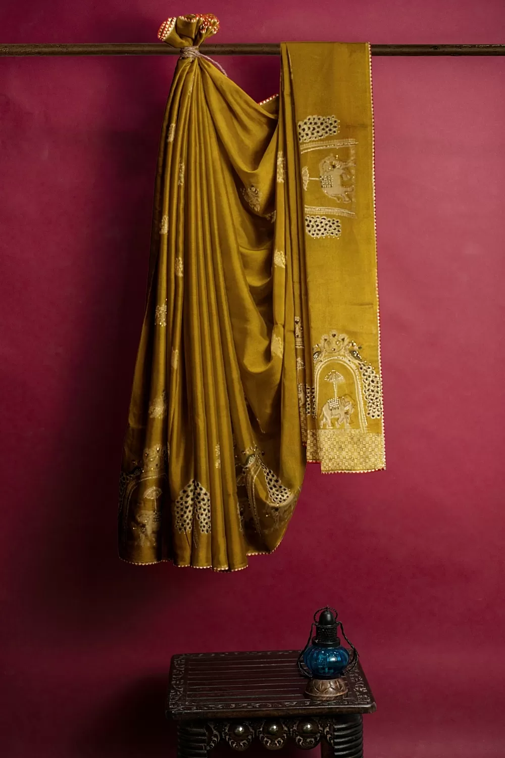 Mustard Gold Crape Saree