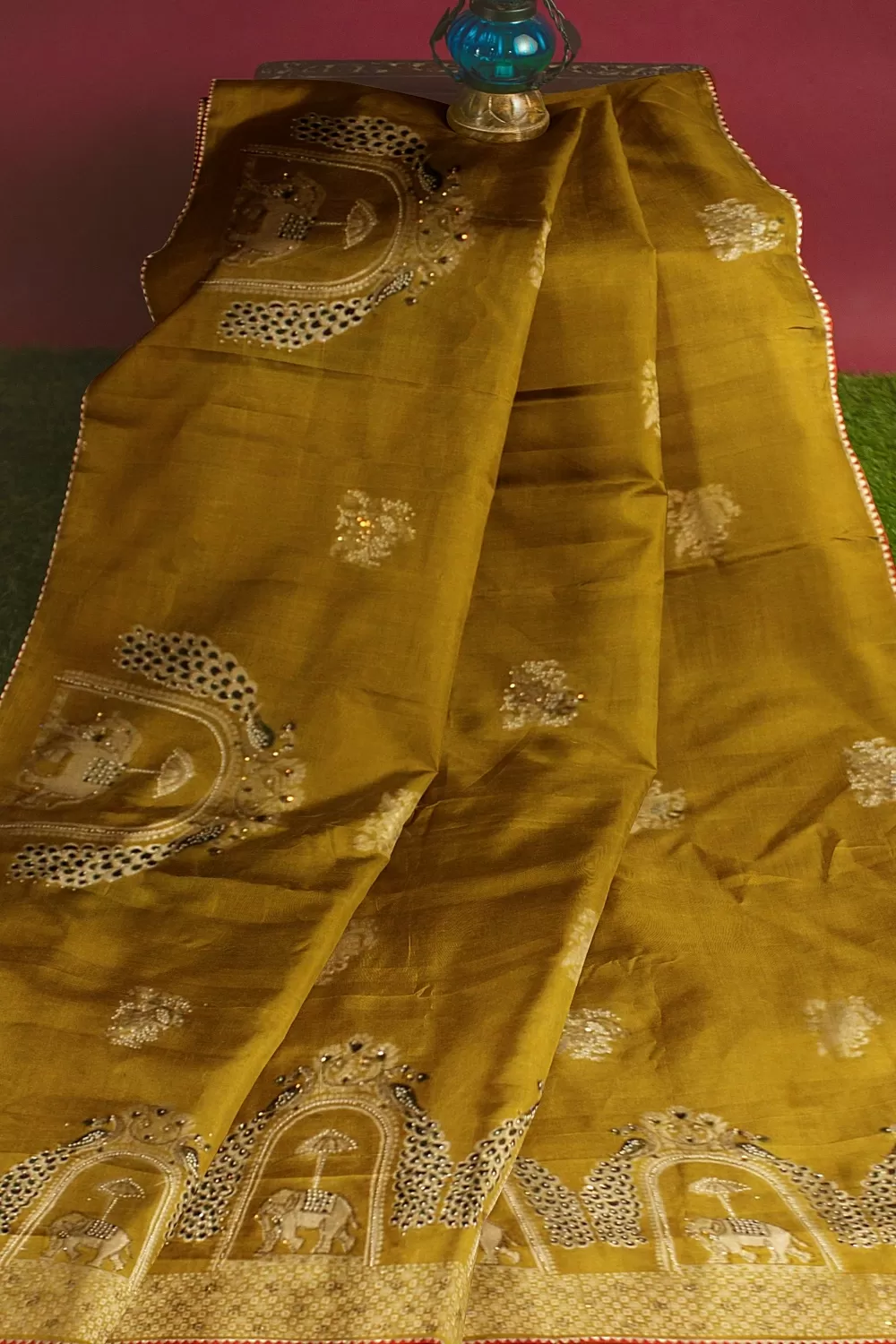 Mustard Gold Crape Saree