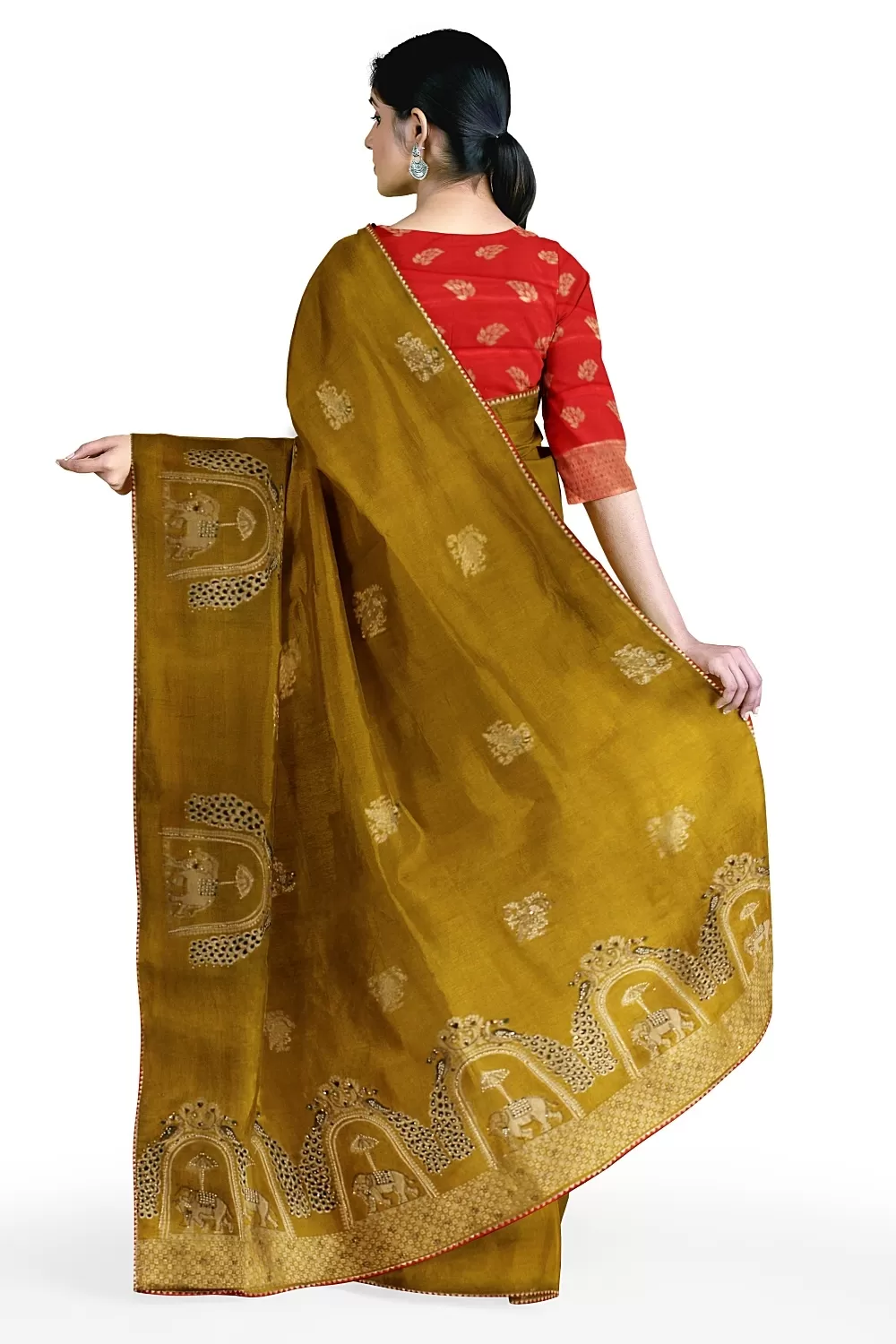 Mustard Gold Crape Saree