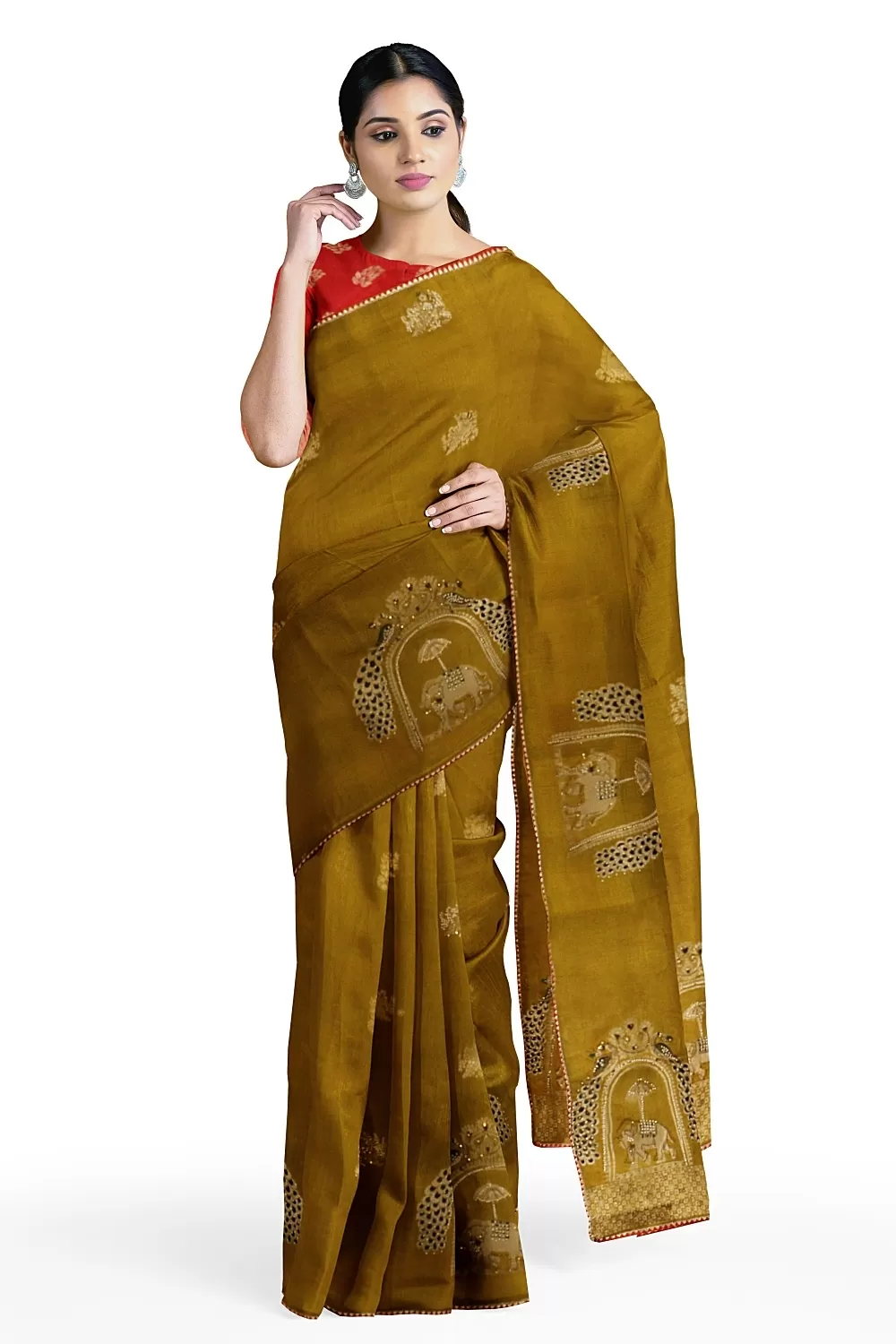 Mustard Gold Crape Saree