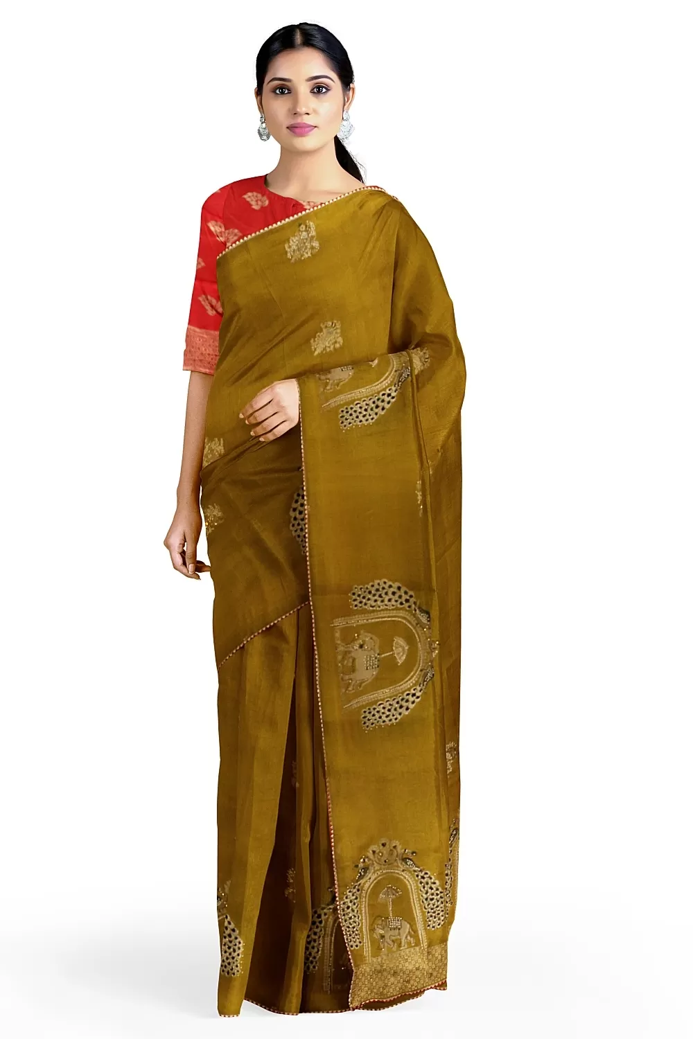 Mustard Gold Crape Saree