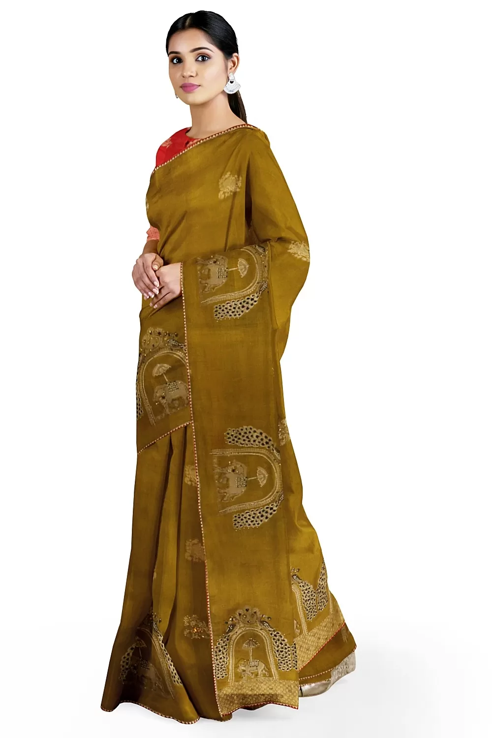 Mustard Gold Crape Saree