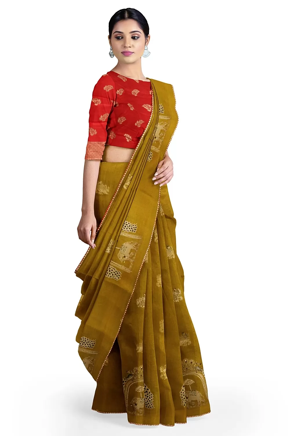 Mustard Gold Crape Saree