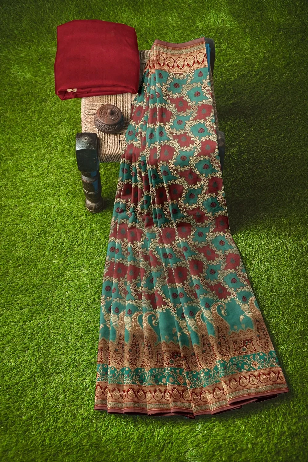 Rama Green Banarsi Silk Saree